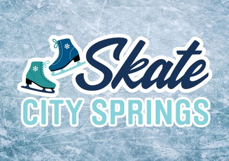 Skate City Springs logo on top of ice of a skating rink